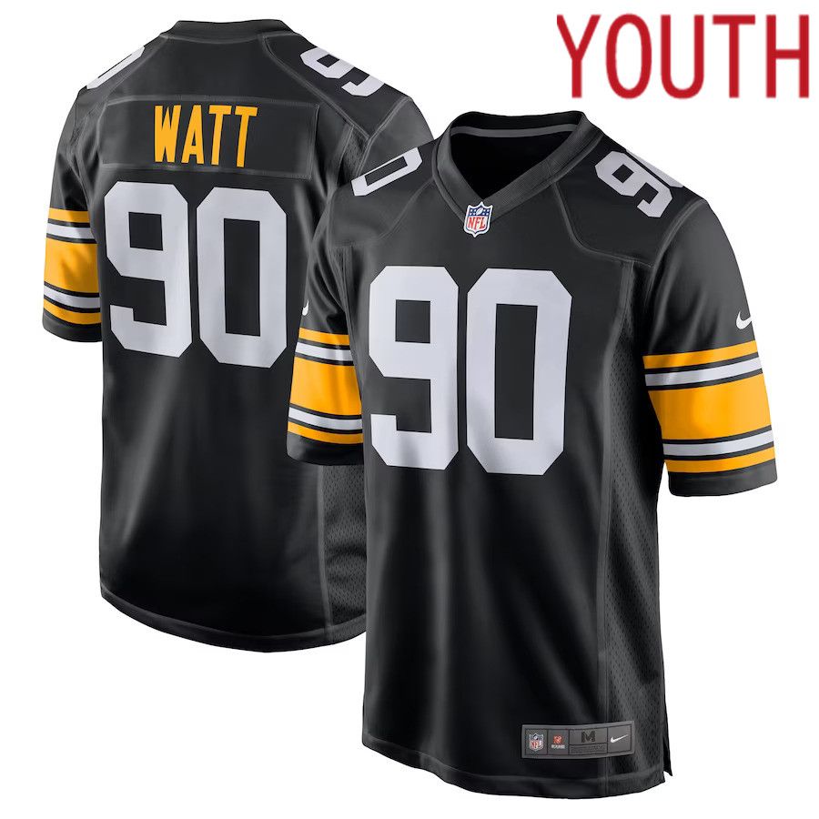 Youth Pittsburgh Steelers 90 T.J. Watt Nike Black Alternate Game NFL Jersey